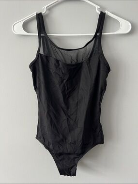 Black Mesh Trim Bodysuit/leotard